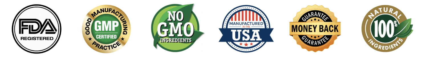 Venus Factor FDA registered GMP certified non-GMO trust badges