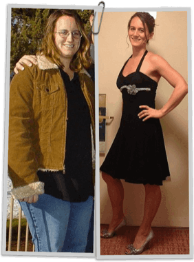 Woman weight loss transformation with Venus Factor